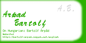 arpad bartolf business card